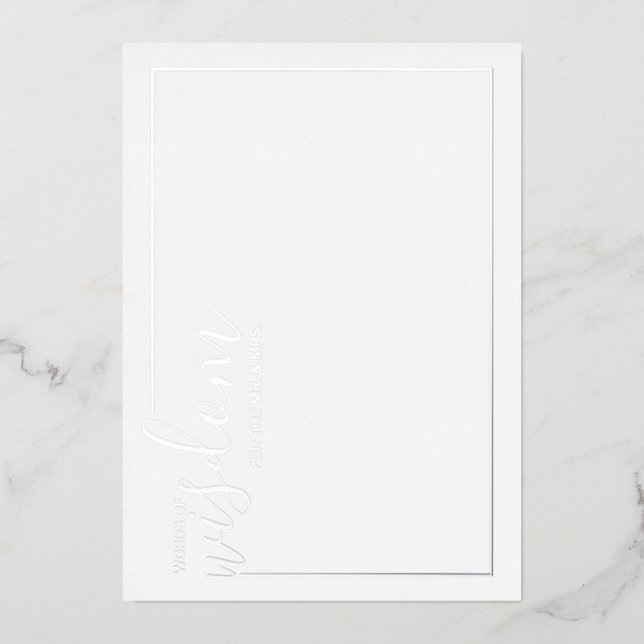 Modern Script Wedding Advice and Wishes Silver Foil Invitation (Front)