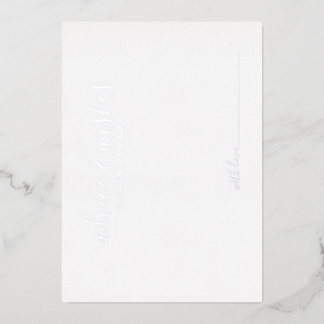 Modern Script Wedding Advice and Wishes Silver Foil Invitation (Front)
