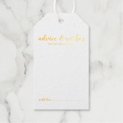 Modern Script Wedding Advice  Wishes Gold Foil Gift Tags