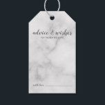 Modern Script Wedding Advice & Wishes White Marble Gift Tags<br><div class="desc">Modern Script Wedding Advice and Wishes White Marble Tag Card
featuring title in grey modern script font with details in grey modern sans serif font on white marble background.</div>