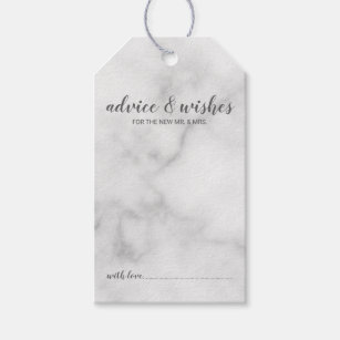 Modern Script Wedding Advice & Wishes White Marble Gift Tags