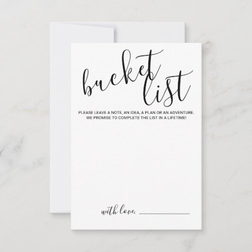 Modern Script Wedding Bucket List Advice Card