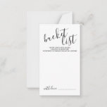 Modern Script Wedding Bucket List Advice Card<br><div class="desc">Add a personal touch to your wedding with a modern script wedding bucket list card.
This card features title in black modern calligraphy font style and details in black modern sans serif font style on white background.</div>