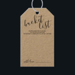 Modern Script Wedding Bucket List Gift Tags<br><div class="desc">Add a personal touch to your wedding with a modern script wedding bucket list tag card.

This card features title 'bucket list' in black modern script font style and details in black modern sans serif font style on kraft paper.</div>