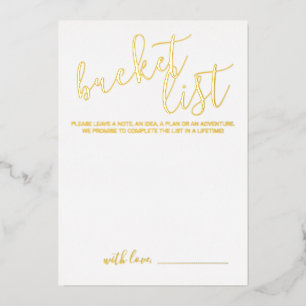 Modern Script Wedding Bucket List Gold Foil Invitation