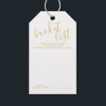 Modern Script Wedding Bucket List Gold Gift Tags<br><div class="desc">Add a personal touch to your wedding with a modern script wedding bucket list tag card. This card features title 'bucket list' in gold modern script font style and details in gold modern sans serif font style on white background. Please Note: The foil details are simulated in the artwork. No...</div>