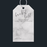 Modern Script Wedding Bucket List Marble Gift Tags<br><div class="desc">Add a personal touch to your wedding with a modern script wedding bucket list tag card.

This card features title 'bucket list' in grey modern script font style and details in grey modern sans serif font style on white background.</div>