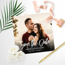 Modern Script Wedding Budget Save The Date Photo