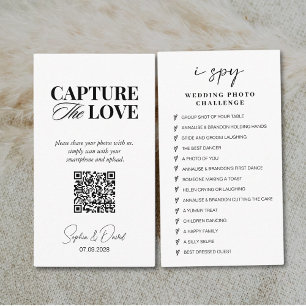 Modern Script Wedding Capture the love QR Code Enclosure Card