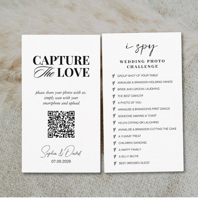 Modern Script  Wedding Capture the love QR Code Enclosure Card (Creator Uploaded)