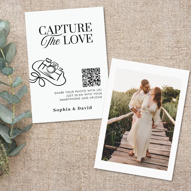 Modern Script Wedding Capture The Love QR Code Enclosure Card (Creator Uploaded)