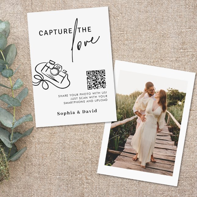 Modern Script Wedding Capture The Love QR Code Enclosure Card (Creator Uploaded)