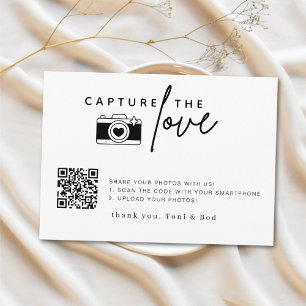Modern Script Wedding Capture The Love QR Code Enclosure Card
