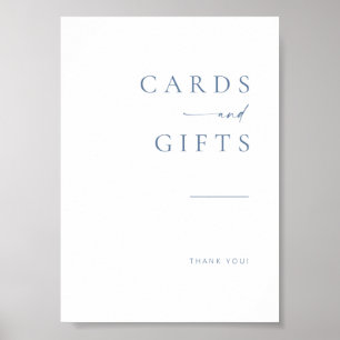 Modern Script Wedding Cards + Gifts Poster Blue