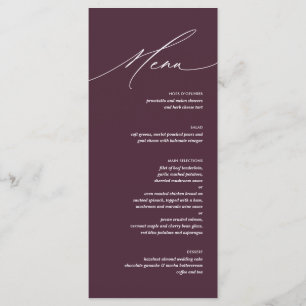 Modern script wedding ceremony menu card