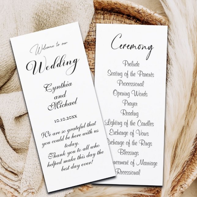 Modern Script Wedding Ceremony Program Card (Creator Uploaded)