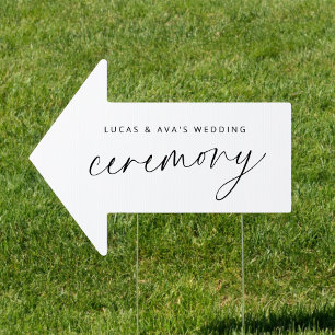 Modern Script Wedding Ceremony This Way Arrow Sign
