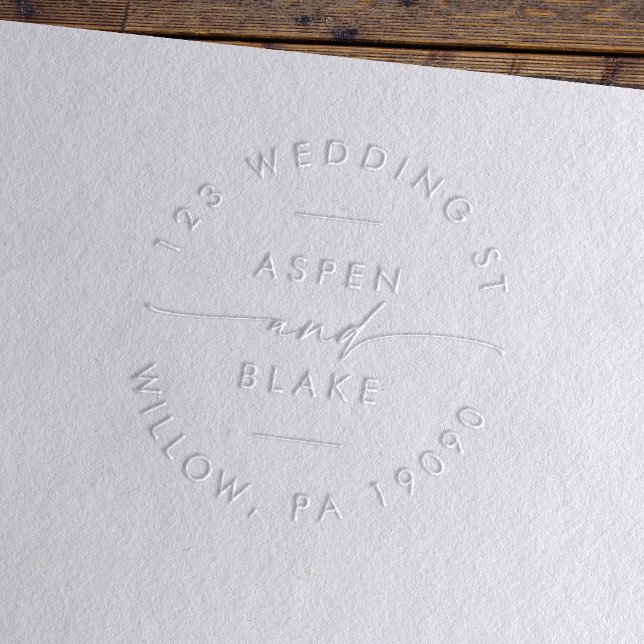 Modern Script Wedding Circular Address Embosser (Creator Uploaded)
