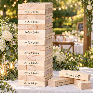 Modern Script Wedding Couples Names Game Topple Tower