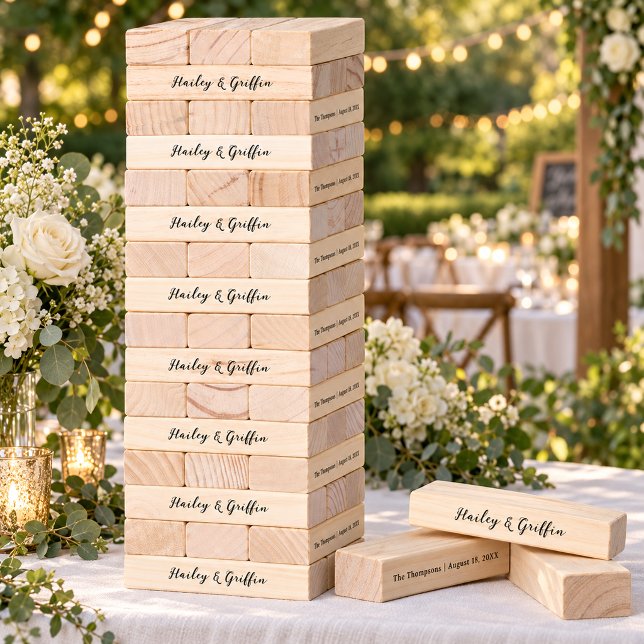 Modern Script Wedding Couples Names Game Topple Tower (Creator Uploaded)