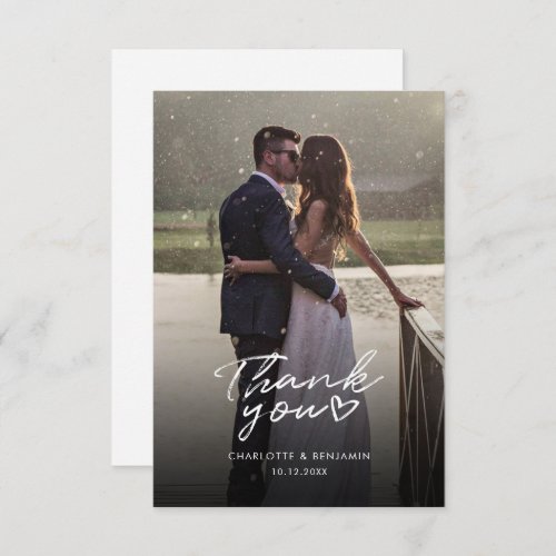 Modern Script Wedding Day Photo Thank You Note Card