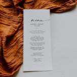 Modern Script Wedding Dinner Menu<br><div class="desc">This modern script wedding dinner menu card is perfect for a minimalist wedding. The simple black and white design features unique industrial lettering typography with modern boho style. Customizable in any color. Keep the design minimal and elegant, as is, or personalize it by adding your own graphics and artwork. This...</div>
