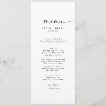 Modern Script Wedding Dinner Menu | Zazzle