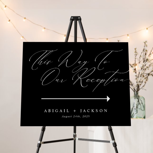 Modern Script Wedding Direction Reception This Way Foam Board (In Situ (Stand))