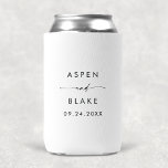 Modern Script Wedding Favor Can Cooler<br><div class="desc">This modern script wedding favor can cooler is perfect for a minimalist wedding. The simple black and white design features unique industrial lettering typography with modern boho style. Customizable in any color. Keep the design minimal and elegant, as is, or personalize it by adding your own graphics and artwork. Personalize...</div>