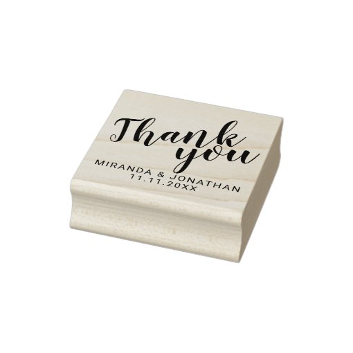 Modern Script Wedding Favor Thank You Rubber Stamp | Zazzle