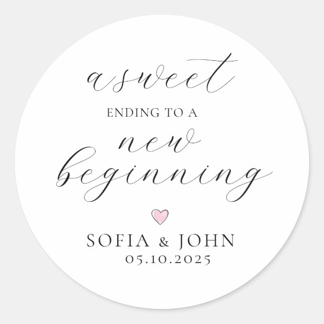 Modern script Wedding favor Treat   Classic Round Sticker (Front)