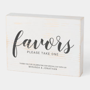 Modern Script Wedding Favors Wood Sign