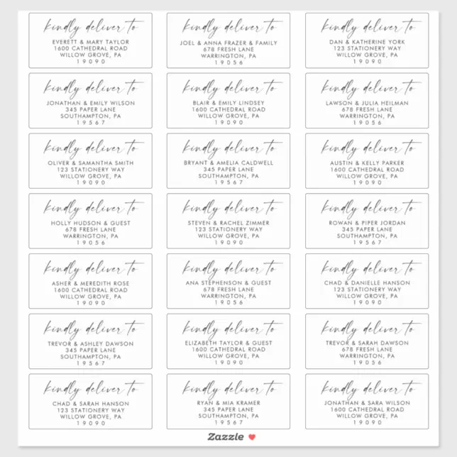 Modern Script Wedding Guest Address Labels | Zazzle