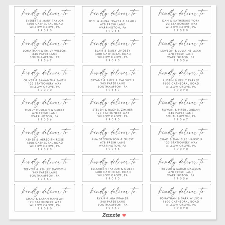 Modern Script Wedding Guest Address Labels | Zazzle