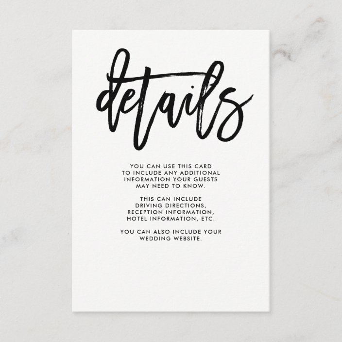 Modern Script | Wedding Guest Details Enclosure Card | Zazzle