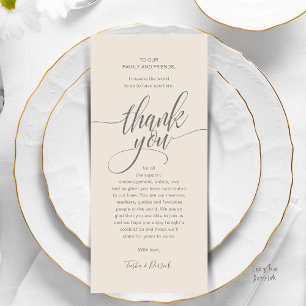 Modern Script Wedding Guest Dinner Thank You Card