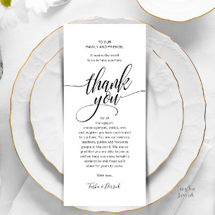 Modern Script Wedding Guest Dinner Thank You Program