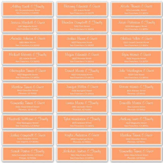 Modern Script Wedding Guest Names Address Sticker (Front)