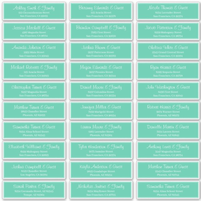 Modern Script Wedding Guest Names Address Sticker (Front)