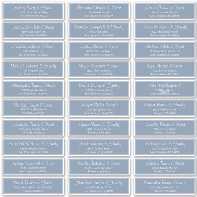 Modern Script Wedding Guest Names Address Sticker (Front)