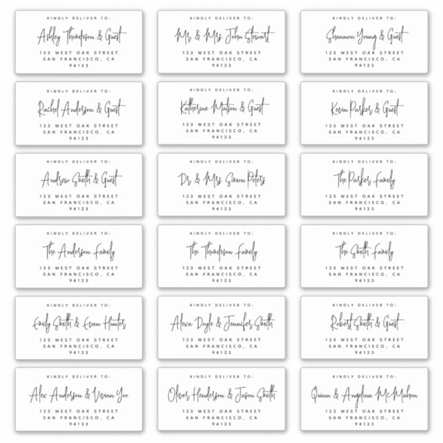 Modern Script Wedding Holiday Mailing Labels (Front)