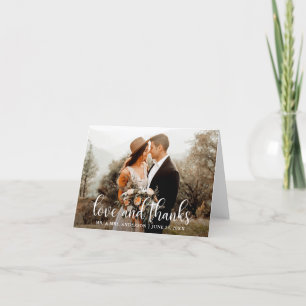 Modern Script Wedding Love and Thanks Note Letterpress Thank You Card