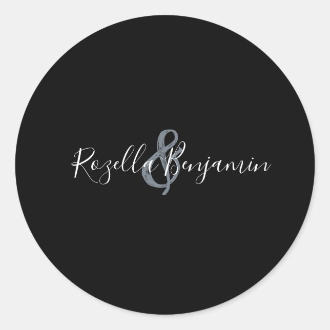 Modern script wedding minimal  classic round stick classic round sticker (Front)