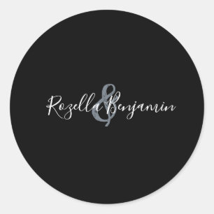 Modern script wedding minimal  classic round stick sticker