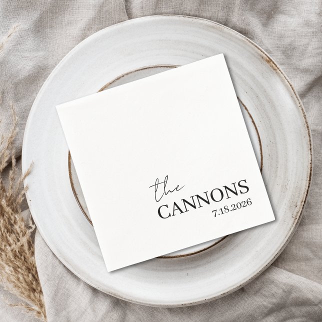 Modern Script Wedding Personalized Name Date Napkins (Creator Uploaded)
