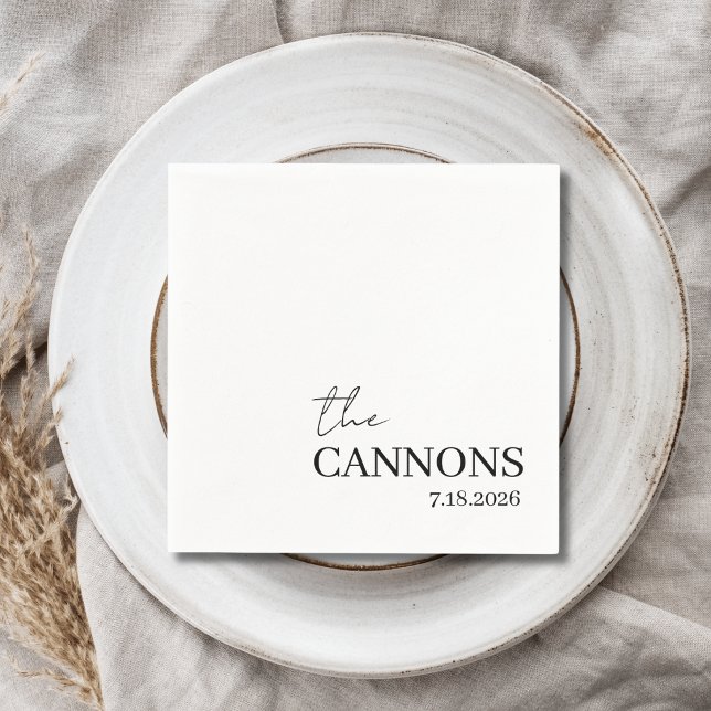 Modern Script Wedding Personalized Name Date Napkins (Creator Uploaded)
