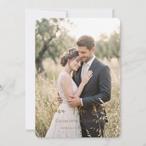 Modern Script Wedding Photo Save the Date Invitation