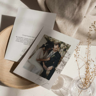 Modern Script Wedding Photo Thank You Card