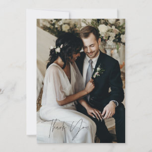 Modern Script Wedding Photo Thank You Card