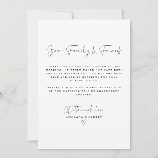 Modern Script Wedding Photo Thank You Card | Zazzle